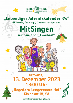 Lebendiger Adventskalender 2023 - Mitsingen mit der Bürgerstiftung KW